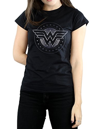 DC Comics mujer Wonder Woman Star Shield Camiseta Medium Negro