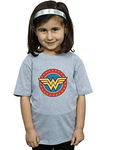 DC Comics Niñas Wonder Woman Circle Logo Camiseta Deporte Gris 7-8 Years