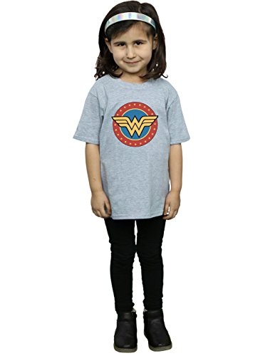 DC Comics Niñas Wonder Woman Circle Logo Camiseta Deporte Gris 7-8 Years