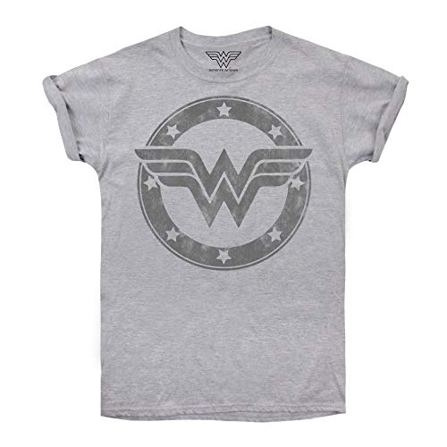 DC Comics Wonder Woman Metallic Logo Camiseta, Gris (Sport Grey SPO), 40 (Talla del Fabricante: Medium) para Mujer