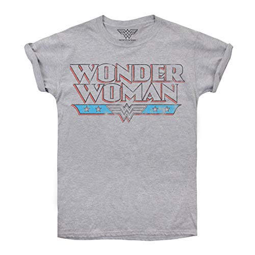 DC Comics Wonder Woman Retro Camiseta, Gris (Sport Grey SPO), 38 (Talla del Fabricante: Small) para Mujer