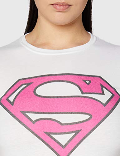 DC Superman Comics Superman Colour Logo 5 Camiseta, White, XL para Mujer