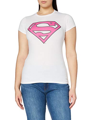 DC Superman Comics Superman Colour Logo 5 Camiseta, White, XL para Mujer
