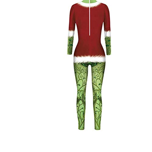 De Las Mujeres De Una Pieza De Impresión Digital En 3D De Navidad Otoño Y del Invierno De Cosplay del Traje del Mono Flaco H-M