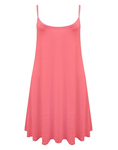 De Mujer Liso Swing De Campana Tiras Conjunto Chaleco Informal Vestido Blusa Tallas Extras - Coral, G/XG (EUR 44-46/UK 16-18)