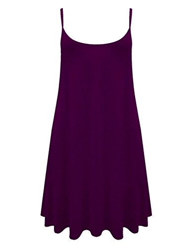 De Mujer Liso Swing De Campana Tiras Conjunto Chaleco Informal Vestido Blusa Tallas Extras - Morado, XXXG (EUR 52-54/UK 24-26)