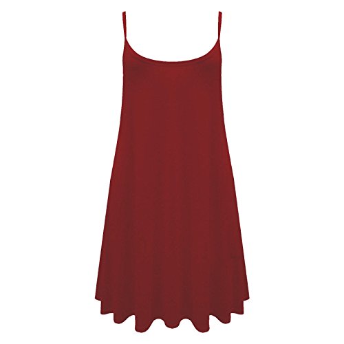 De Mujer Liso Swing De Campana Tiras Conjunto Chaleco Informal Vestido Blusa Tallas Extras - Vino, G/XG (EUR 44-46/UK 16-18)