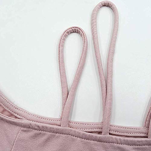 Decai Verano Camisas de Hombro Frío Blusas Tops Chaleco de Manga Corta Túnica Tops Casual Camiseta de Tirantes para Mujer Señoras Blusa Sólida Correa Suelta Columpios Rosa 34-36 EU