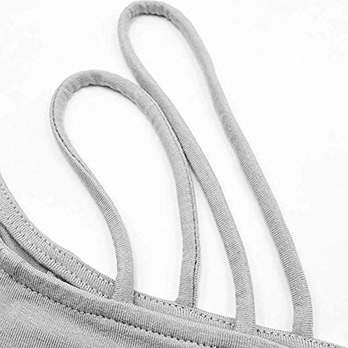 Decai Verano Camisas de Hombro Frío Blusas Tops Chaleco de Manga Corta Túnica Tops Casual Camiseta de Tirantes para Mujer Señoras Blusa Sólida Correa Suelta Columpios Gris 34-36 EU
