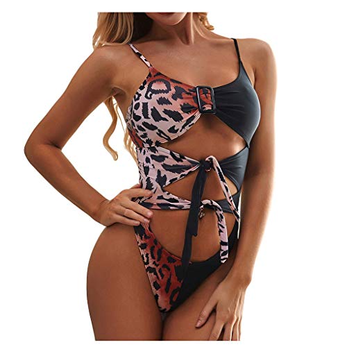 DedSecQAQ Mujer Leopardo Impresión Vendaje Mono Hacer Subir Playa Bikini Uno Pedazo Trajes de baño Bikini Calaveras Mujer