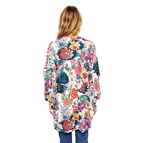 DEELIN Blusa Suelta De Gasa con Estampado De Flores Casual para Mujer De Kimono (XL, Multicolor)