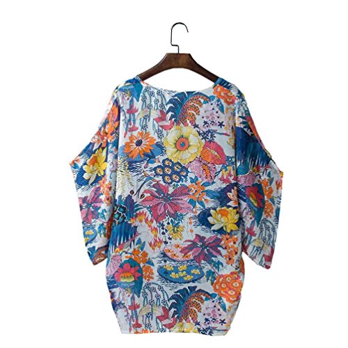 DEELIN Blusa Suelta De Gasa con Estampado De Flores Casual para Mujer De Kimono (XL, Multicolor)