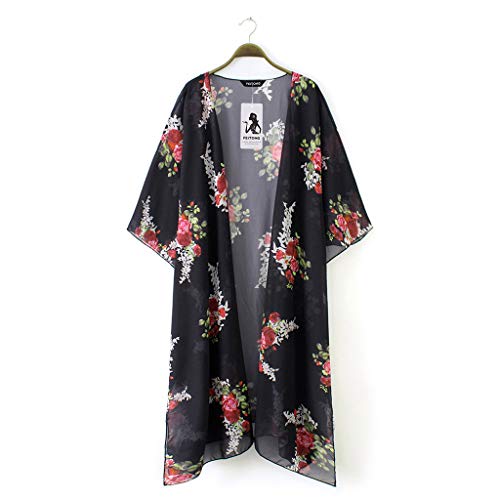 DEELIN Camisa con Cuello Alto De La Rebeca del Kimono del Chal Flojo De La Gasa De Las SeñOras Top Protector Solar De La Manera