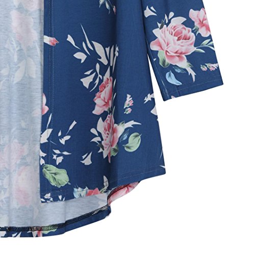 DEELIN Chaqueta De Manga Larga De Flores para Mujer De Verano De Las Mujeres Abrigo De Kimono Frontal Abierto De La Chaqueta De Punto (XXL, Azul)