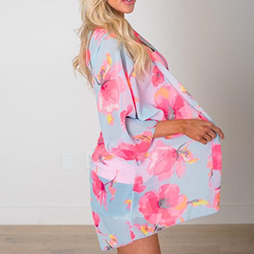 DEELIN Flores De Verano para Mujer ChifóN Kimono Cardigan Blusa Blusas Tops Chaquetas (M, Azul)