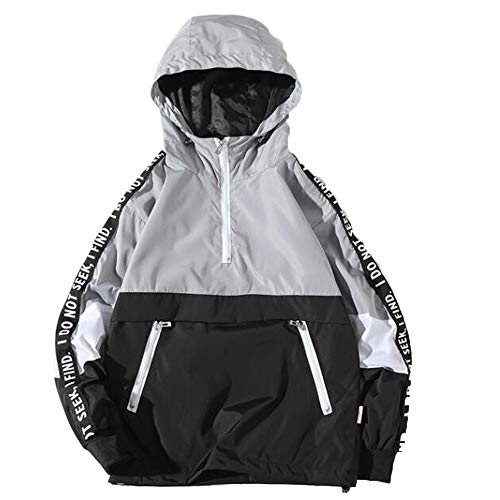 DEELIN Hombres OtoñO Invierno Manga Larga Cremallera Patchwork Capucha Sudadera Cardigan Tops Capucha Suelta Chaqueta De Bolsillo Chaqueta De Gran TamañO Chaqueta Cazadora