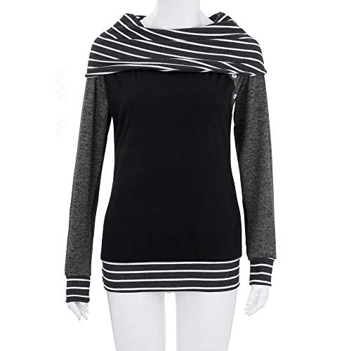 DEELIN SuéTer De Manga Larga De Las Mujeres De Gran TamañO, 2018 La Personalidad De Cuello Colgado De Manga Larga Rayas Jersey BotóN Camisa Tops