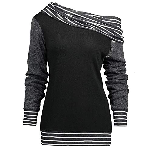 DEELIN SuéTer De Manga Larga De Las Mujeres De Gran TamañO, 2018 La Personalidad De Cuello Colgado De Manga Larga Rayas Jersey BotóN Camisa Tops