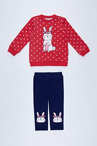 DeFacto Babygirl - Pijama de punto de terciopelo de ajuste regular para bebé niña coral 2-3 años