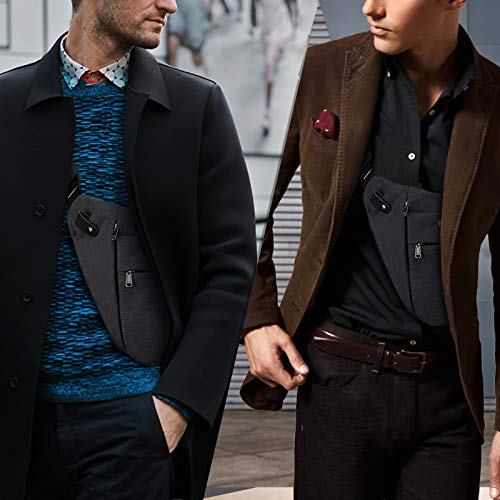 DEKINMAX Mochila Bandolera Hombre Bolsa de Pecho Pequeña Casual Portatil Deportes Mochila Trabajo (Negro)