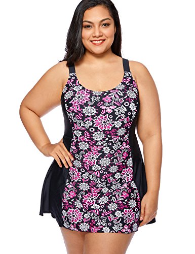 DELIMIRA - Bañador con Falda Traje de baño de Una Pieza para Mujer Multicolor #3 46