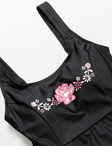 DELIMIRA - Bañador con Falda Traje de baño de Una Pieza Plus Talla para Mujer Negro 36
