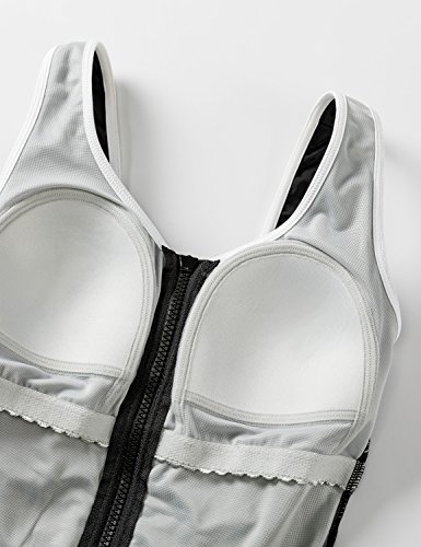 DELIMIRA - Bañador Cremallera Frontal con Falda Una Pieza para Mujer Negro 54