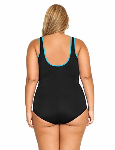 DELIMIRA - Bañador Cremallera Frontal Traje de Baño de Una Pieza para Mujer Multicolor #3 46