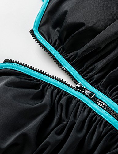 DELIMIRA - Bañador Cremallera Frontal Traje de Baño de Una Pieza para Mujer Multicolor #3 46