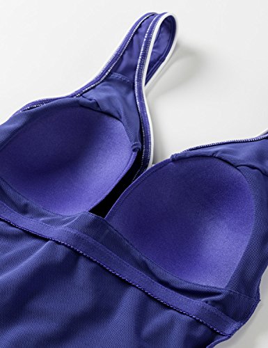 DELIMIRA - Bañador Escote en V Traje de Baño de Una Pieza para Mujer Azul Oscuro 44