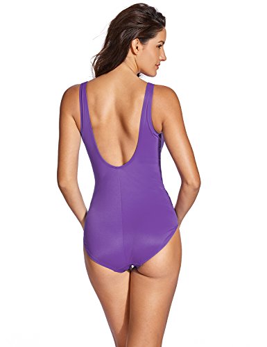 DELIMIRA Bañadores con Relleno Vientre Plano Reductores para Mujer Morado Oscuro 42