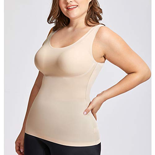 DELIMIRA Camiseta Moldeadora Camiseta Interior Body Shaper sin Costuras Ropa Interior para Mujer Beige 52-54