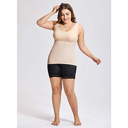 DELIMIRA Camiseta Moldeadora Camiseta Interior Body Shaper sin Costuras Ropa Interior para Mujer Beige 52-54