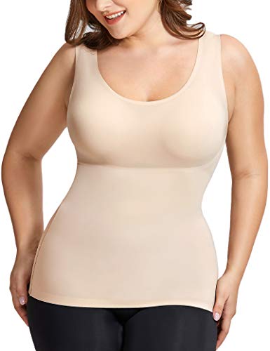 DELIMIRA Camiseta Moldeadora Camiseta Interior Body Shaper sin Costuras Ropa Interior para Mujer Beige 52-54