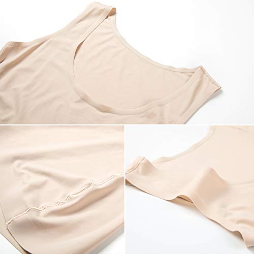 DELIMIRA Camiseta Moldeadora Camiseta Interior Body Shaper sin Costuras Ropa Interior para Mujer Beige 52-54