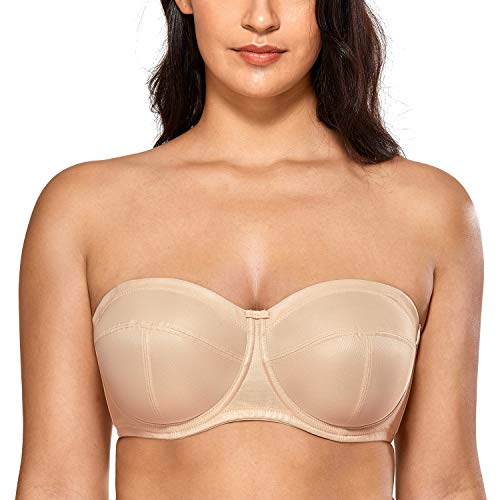 DELIMIRA - Sujetador Sin Tirantes con Aros Sin Relleno Mujer Beige 115C