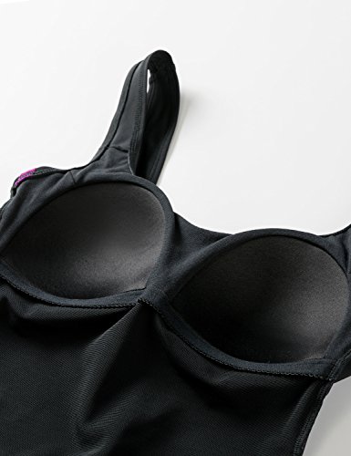 DELIMIRA - Traje de Baño Copas con Relleno Bañador Tallas Grandes para Mujer Negro 46