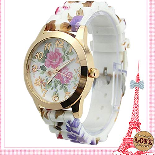 Demarkt - Reloj de Pulsera para Mujer, diseño de Flores, Color Azul y Blanco, de Porcelana, aleación, Diseño 2, 1 * 1 * 1