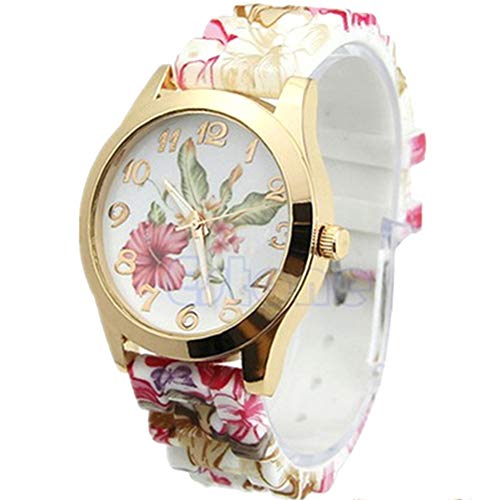 Demarkt - Reloj de Pulsera para Mujer, diseño de Flores, Color Azul y Blanco, de Porcelana, aleación, Diseño 2, 1 * 1 * 1