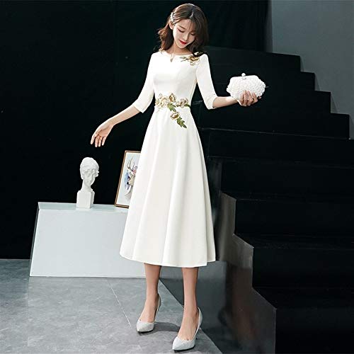 DERFX Vintage V-cuello Estilo vestido chino cheongsam orientales de Lady Mujeres Qipao largo elegante delgado atractivo de vestidos de boda (Color : Style 2, Size : L)