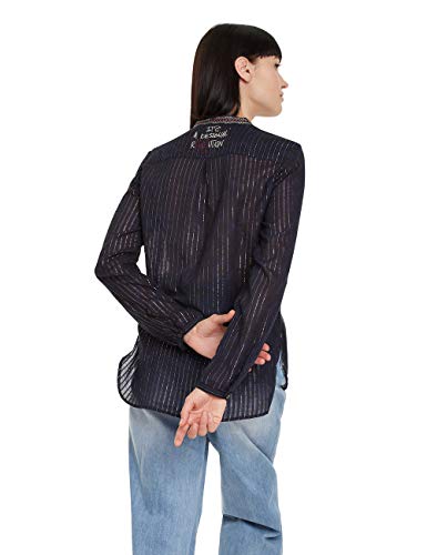 Desigual Blouse Larson Blusas, Azul (Navy 5000), L para Mujer
