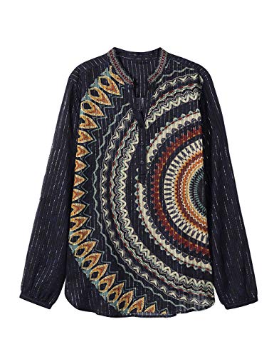 Desigual Blouse Larson Blusas, Azul (Navy 5000), L para Mujer