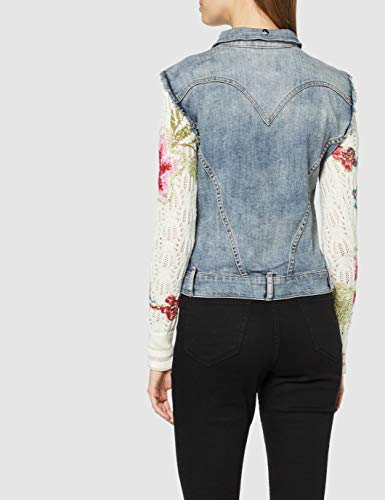 Desigual Chaq_villena Abrigo, Azul (Jeans Claro 5007), 40 (Talla del Fabricante: 38) para Mujer