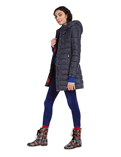 Desigual Coat Letras Abrigo, Azul (Navy 5000), Talla Del Fabricante: 44 para Mujer
