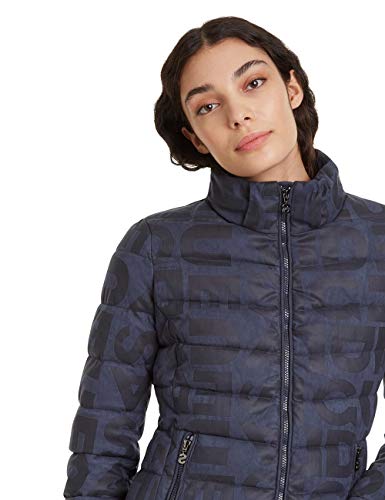 Desigual Coat Letras Abrigo, Azul (Navy 5000), Talla Del Fabricante: 44 para Mujer