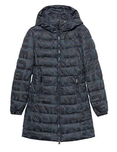 Desigual Coat Letras Abrigo, Azul (Navy 5000), Talla Del Fabricante: 44 para Mujer