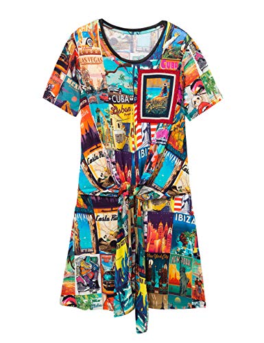 Desigual Postcards Dress Vestido, Multicolor (Tutti Fruti 9019), L para Mujer