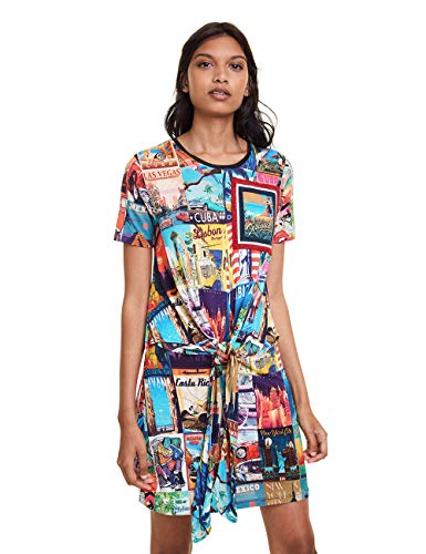 Desigual Postcards Dress Vestido, Multicolor (Tutti Fruti 9019), XL para Mujer
