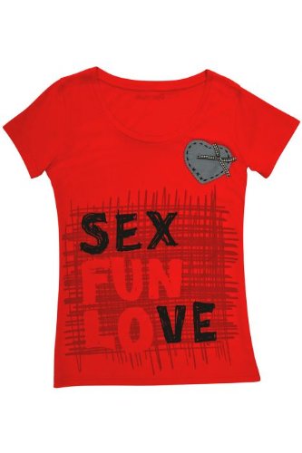 Desigual San Valentin Mujer Camiseta Rojo, Frauen:L/XL