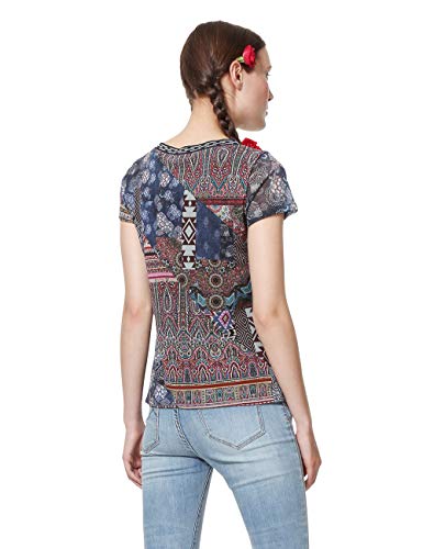 Desigual T-Shirt Short Sleeve Lucia Woman Blue Camiseta, Azul (Navy 5000), XS para Mujer